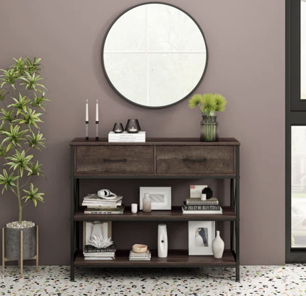 Dark Brown Console / Entryway Table