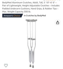 BodyMed Aluminum Crutches, Adult, Tall, 5' 10"–6' 6" 