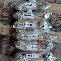 CD Candle Wicks 7 inches,
Total of 600 Pre-tabbed wicks,
Use with soy or paraffin

