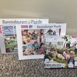 Ravensburger & Different Puzzles 1000 pc - Cat, Seaside, Sheep