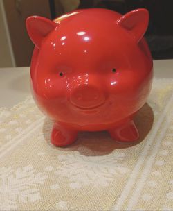 Bright Red Piggy Bank