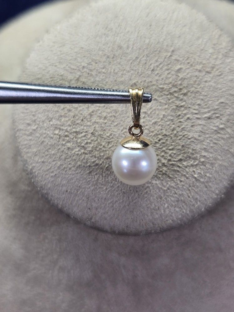 14k Yellow Gold 8.5mm×7.8mm Pearl Pendant