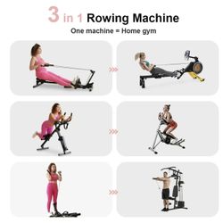 2-in-1 Ab & Rowing Machine – Adjustable, Foldable, Like New!