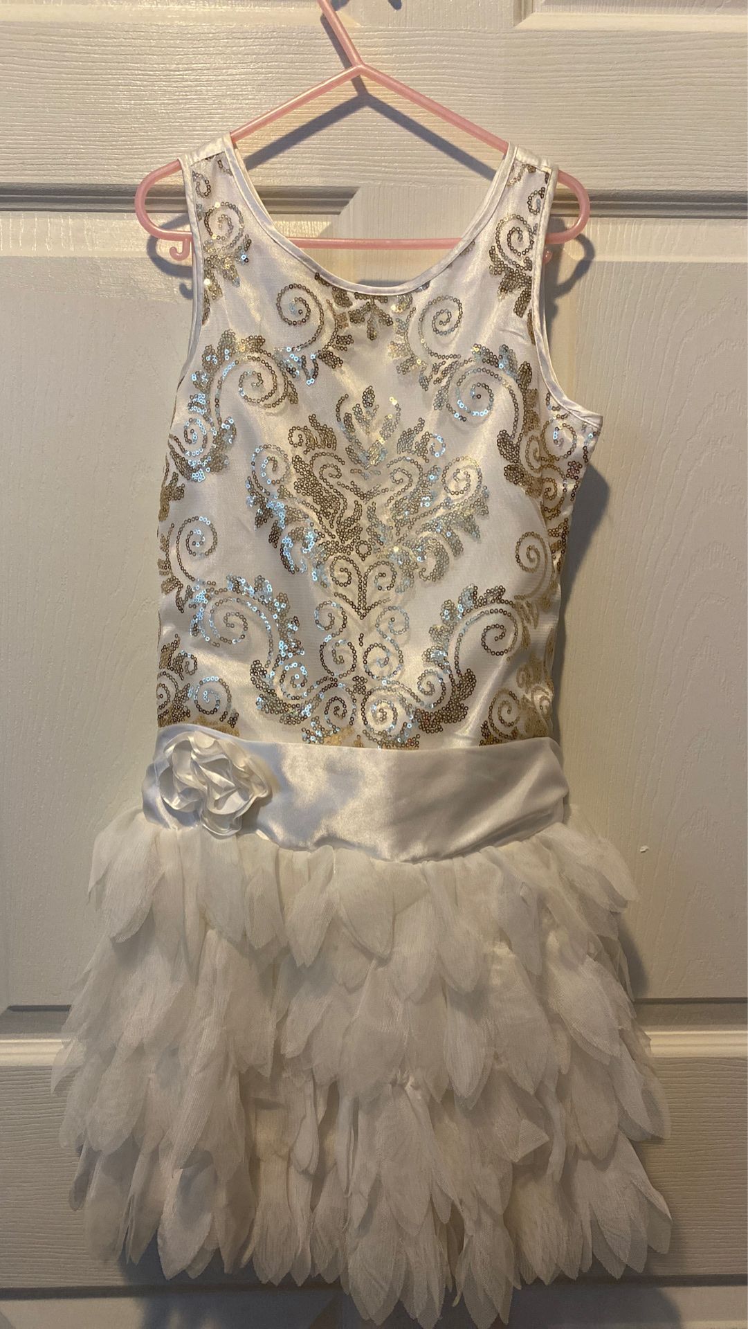 Pretty creamy white gold accent dress