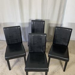 Elegant Black Upholstered Dining Chairs (4)