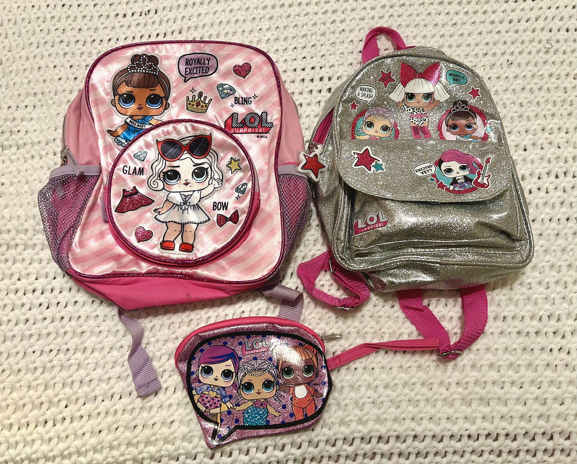 LOL Surprise mini backpacks and coin purse