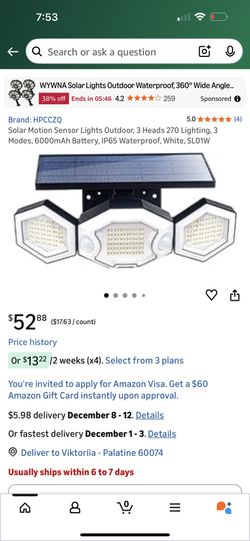 2 Solar Motion Sensor Lights Outdoor