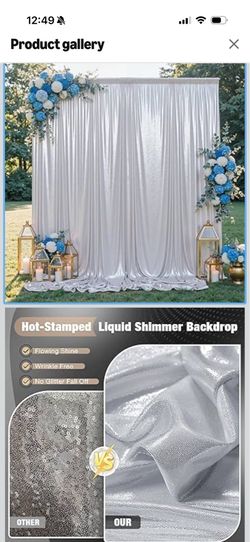 2x8 ft Silver Sequin Backdrop Curtain for Party - 2 Panels  Wrinkle-Free Shimmer Drapes 2 pane