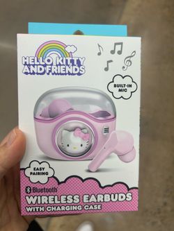 Hello Kitty Pink Bluetooth Wireless Earbuds with Character Charging Case