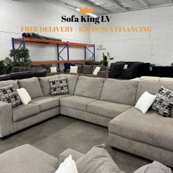 Free Delivery* Like New Light Gray Sectional Sofa!