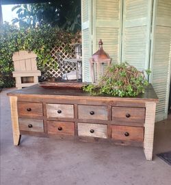 Rustic Reclaimed Wood Apothecary Coffee Table w/Storage