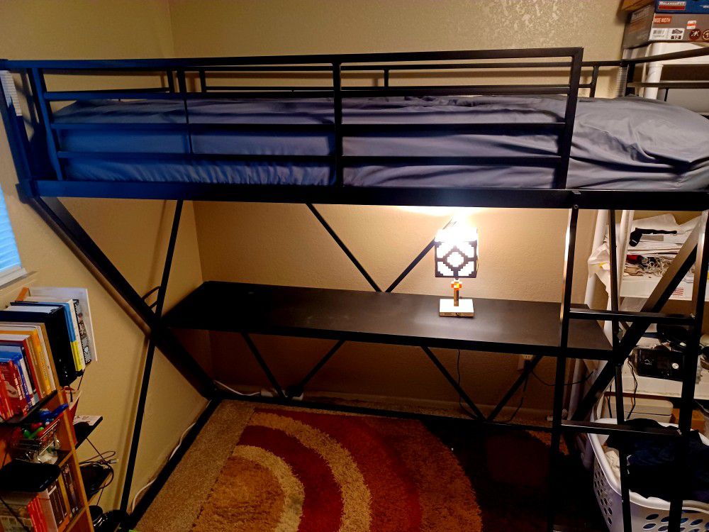 Black Twin Study Loft Bunk Bed