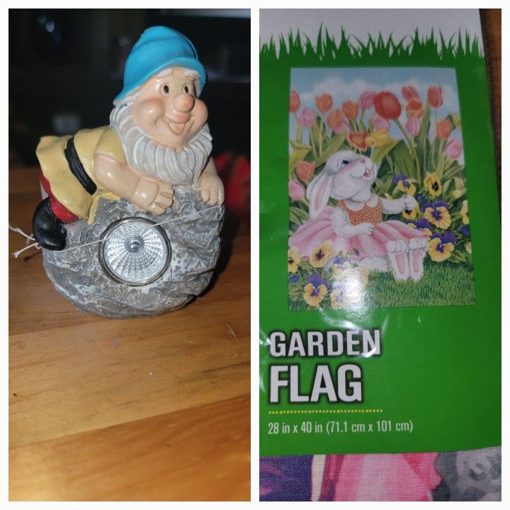 😉NEW GARDEN FLAG AND SOLAR GNOME
