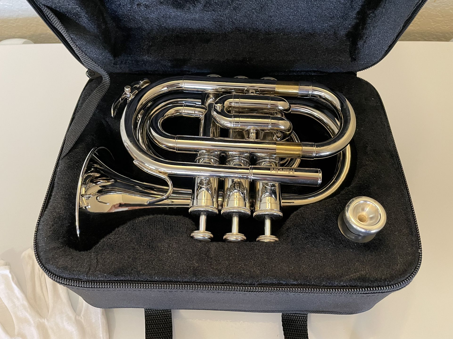 Mendini by Cecilio MPT Brass Bb Pocket Trumpet (Nickel Plated)