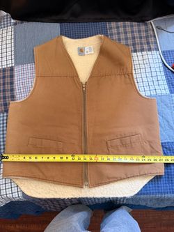 Carhartt Men’s 2XL Brown Sherpa Lined Zip Front Workwear Vest Pockets
