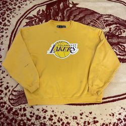 Vintage Lakers Gear for Sports Yellow Sweatshirt Mens Medium USED Kobe Shaq Era