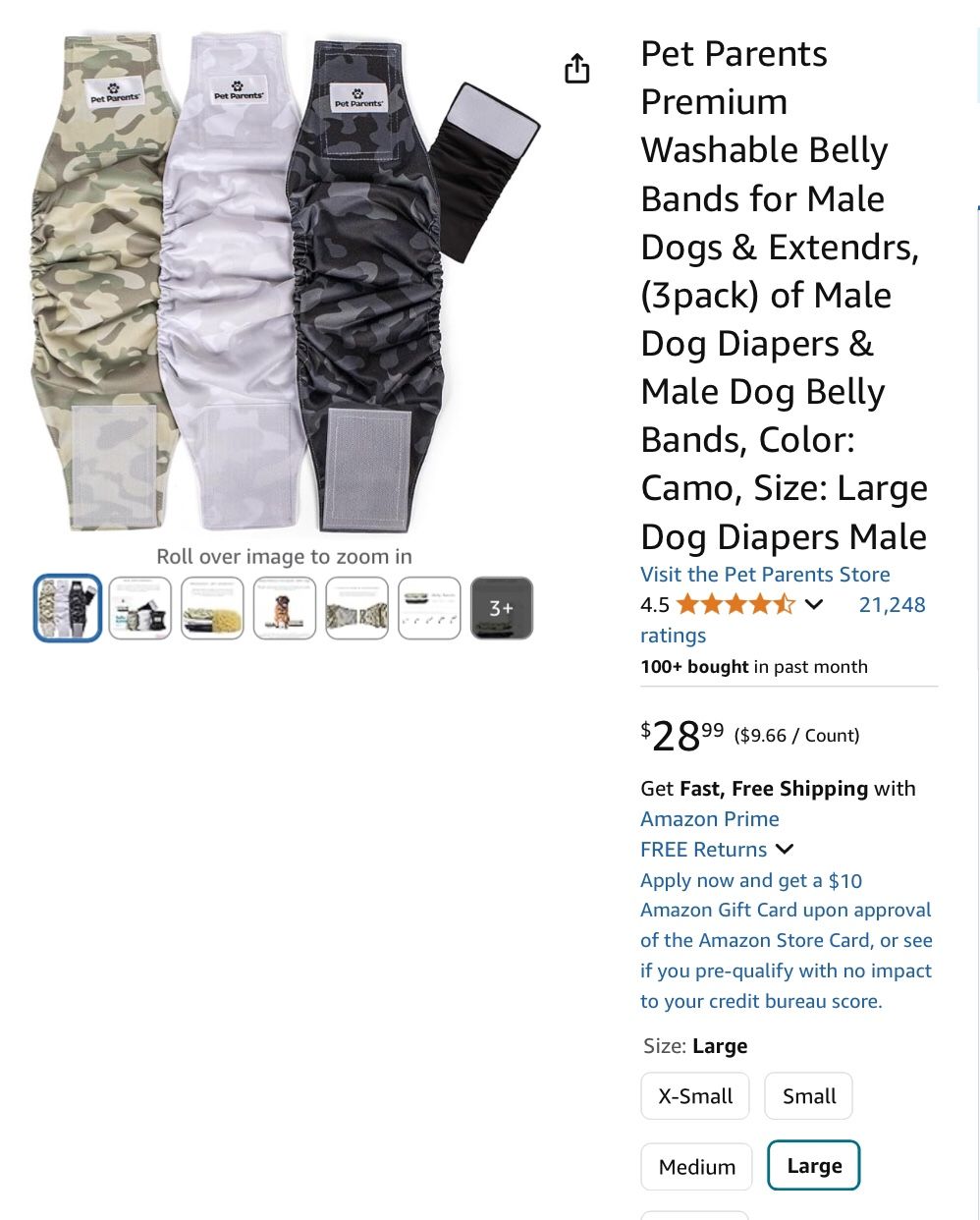 Pet Parents Premium Large Washable Belly Bands for Male Dogs & Extendrs, (3pack) 