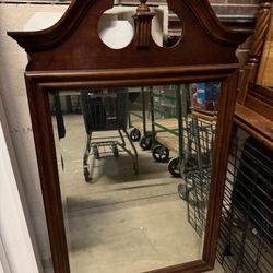 Vintage Cherry Wood  Colonial Style Dresser Mirror 