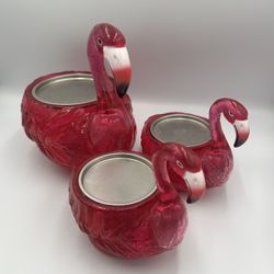 Bath & Body Works Water Globe Pink Flamingo 3 Wick Candle Holder