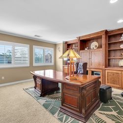 Office desk solid wood leather chairs decorations moving sale