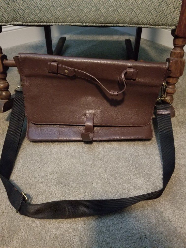 Brown Real Leather Messenger Bag - New And Unused