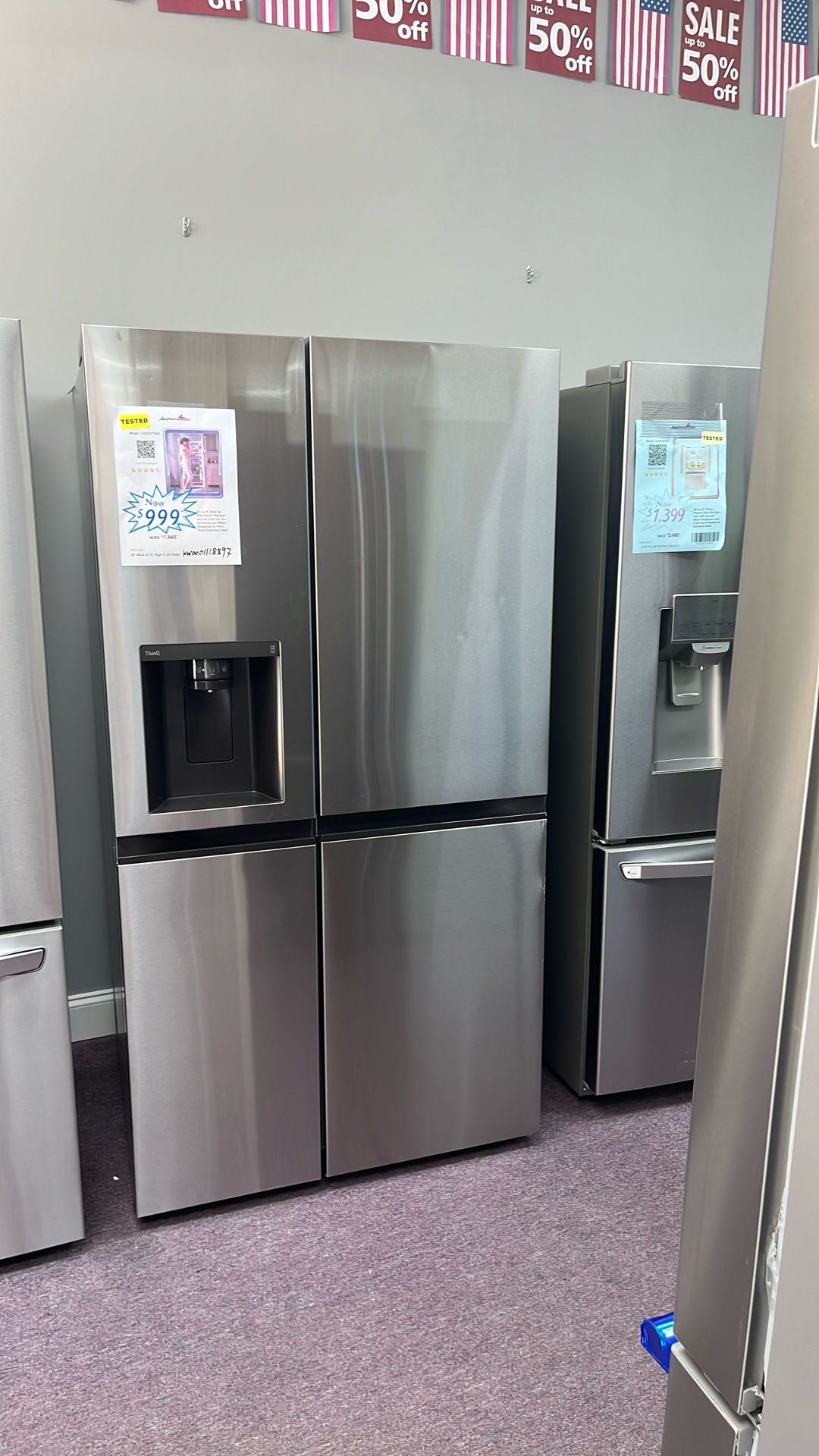 Refrigerator Side By side Stainless Steel New Open Box