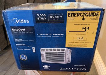 Brand new factory sealed Midea EasyCool 5,000 BTU window air conditioner with remote and electronic controls