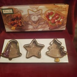 VINTAGE HOLIDAY GOLD INDIANA GLASS 3 PIECE PARTY SET