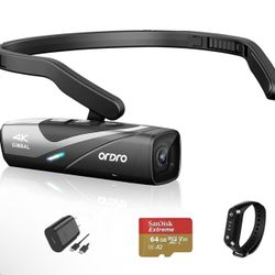 ORDRO EP8 4K Head-Mounted Video Camera, Ultra HD 4K 60FPS Camcorder Vlog Hands Free Wearable Camera, Has 2-Axis Gimbal Video Stabilizer, Wi-Fi APP, Au