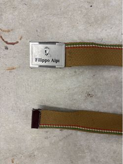 Filippo Alpi Men's Military/Webbed Belt Striped Adjustable Metal Buckle 1.5"