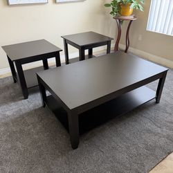 Beautiful Brand New Espresso Brown 3pc Coffee Table Set