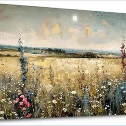 KELIYUAN Wall Art Canvas Retro Flower Picture Wall Decor For Living Room Restaurant Natural Landscape Painting Grass Flower Printed Artwork For Bedroo