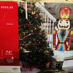 Place & Time Holiday Light Up & Musical Nutcracker Blow Mold 