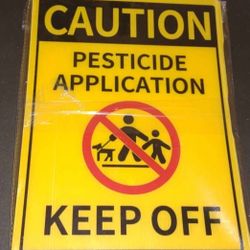 Vertical Metal Sign .. Caution Pesticide Application Keep off