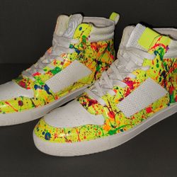 Custom Painted Neon Splatter Shoes Mens Size 10.5 