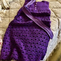 Vintage Purple Dress Hand Made Small To Medium 