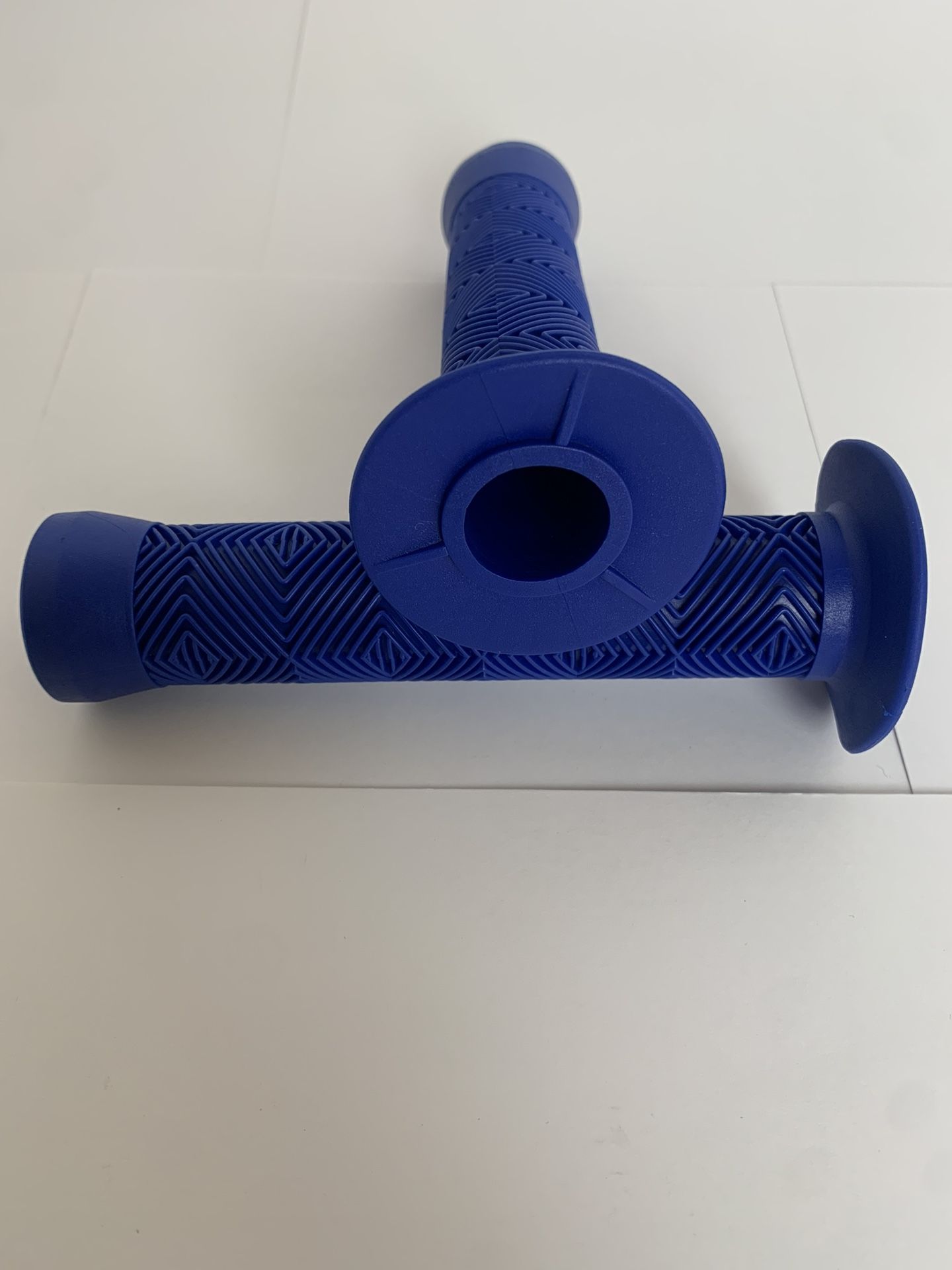 Long Flanged Blue Bike Grips