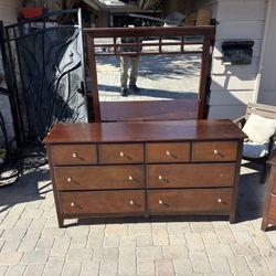 bedroom Dresser With Mirror, Solid Wood, Claremont Mesa