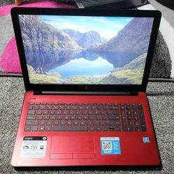 Red HP 16" Laptop Intel Quad Core CPU 8 GB Ram 128 GB SSD DVDRW Webcam HDMI Wi-Fi Bluetooth Windows 10