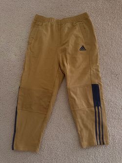 Adidas Track Pants Tan with Navy Stripes
