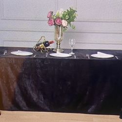 90”x132” Black Velvet Rectangle Tablecloth
