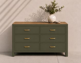 Modern Olive Green 6 Drawer Dresser