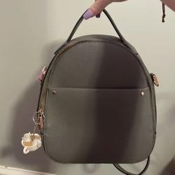 Grey Mini Backpack with keychain