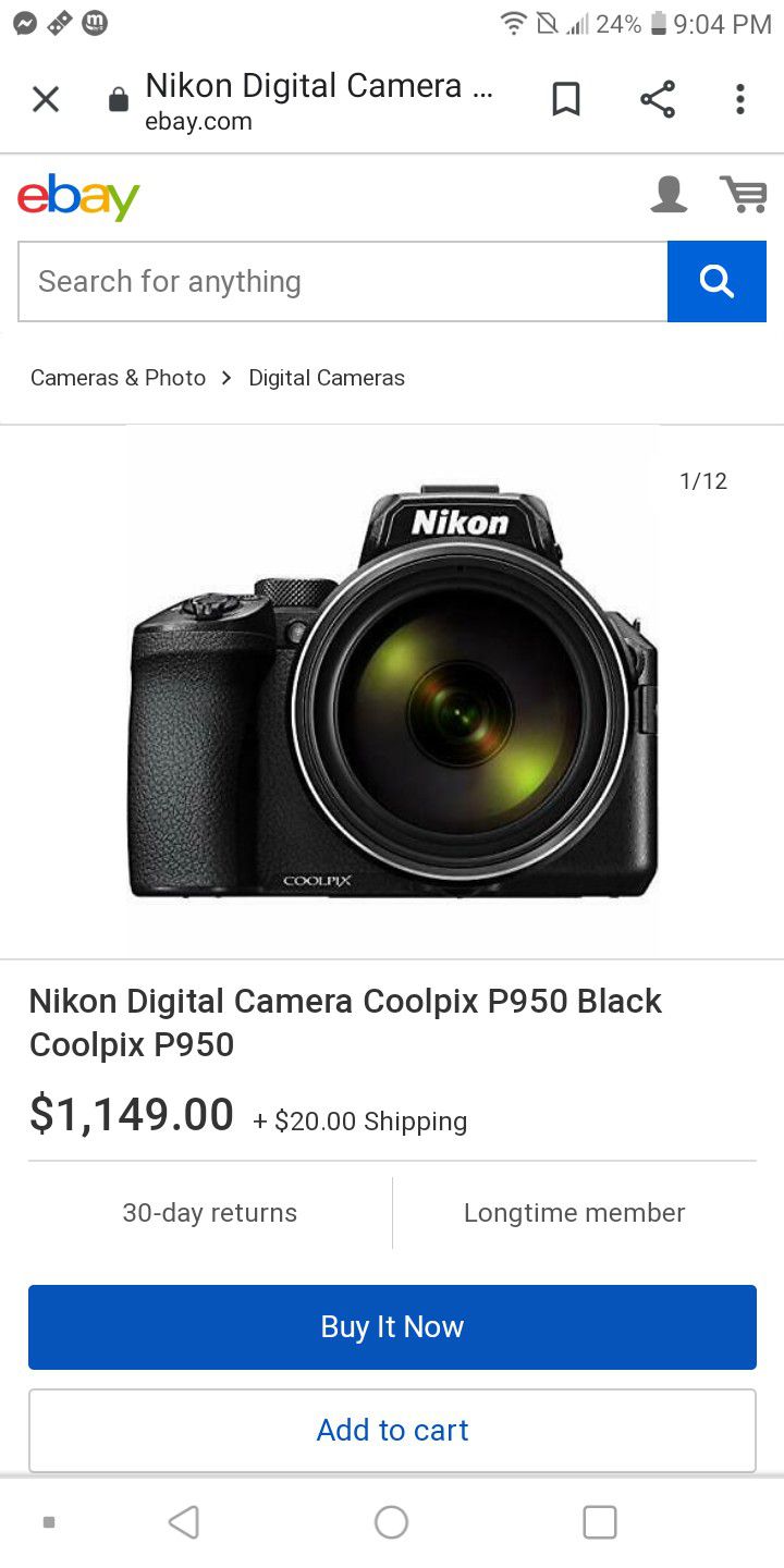 nikon coolpix p950 with a 83x zoom wide 4k lens