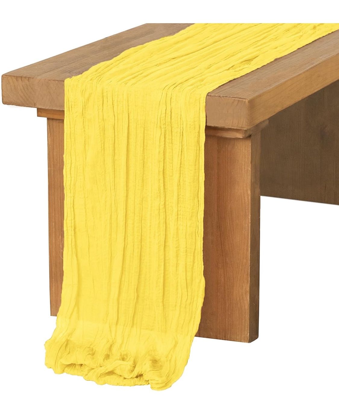 Ling's Moment 14FT Cheesecloth Table Runner for Wedding, Yellow Tablecloth for Bridal Baby Shower Decorations, Gauze Boho Table Runner for Home Party,