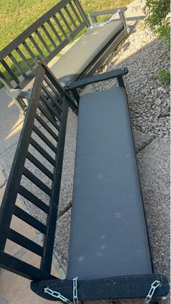Two Black Swinging Benches w Cushions