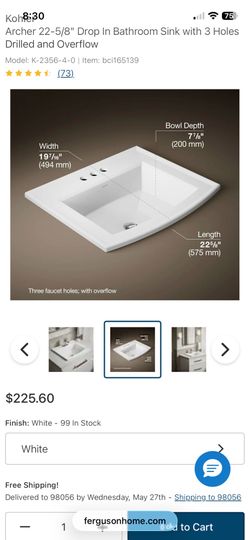Kohler Archer Drop-in Bathroom Sink