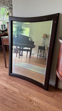 Large Dark Wood Framed Wall Mirror