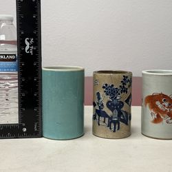 Three Chinese porcelain Brush pot