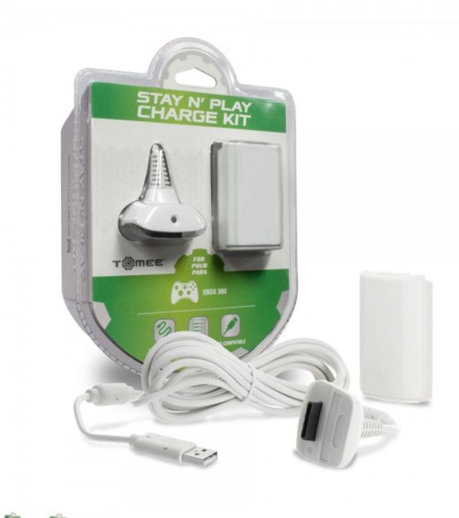 Brand New Stay N Play Controller Charge Kit for Xbox 360 (White) - Tomee Discounted shipping with PayPal